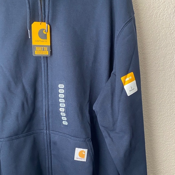 MEN'S  CARHARTT MIDWEIGHT FULL ZIP HOODIE SWEATSHIRT Size/Large/Blue - Picture 2 of 12